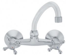 HERZ STIL baterie dřezová nástěnná, kohoutková, "HU" výtok, chrom UH07265