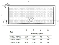 GELCO GALLET sprchová vanička 1200x800 obdélníková, litý mramor   GQ12080