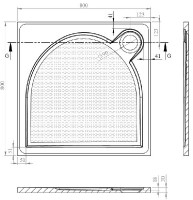 GELCO LARCA sprchová vanička 800x800 čtverec, litý mramor   PL008